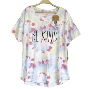 NEW! Rae Dunn BE KIND tie dye tee & hair scrunchie Large